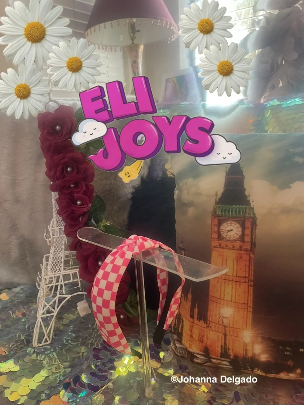 ELIJOYS Knotted Pink Checkerboard Headband